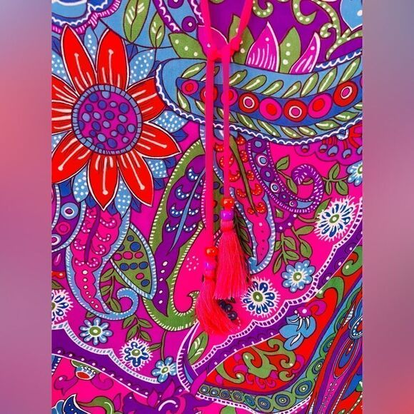 Diane Freis Vtg 1980s Blouse | Paisley Floral Print Pleats M/L - Picture 5 of 7